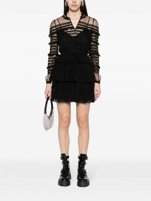 Sukienka mini z falbankami z siateczką Twinset czarna