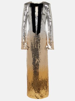 Vestido largo con lentejuelas con lazo Nina Ricci dorado