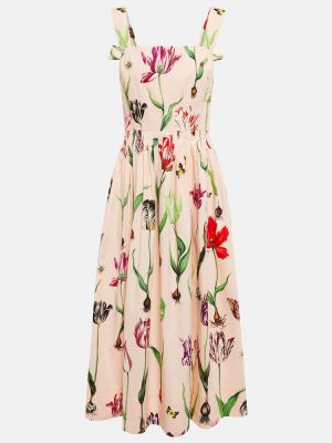 Pamučna midi haljina s cvjetnim printom Oscar De La Renta