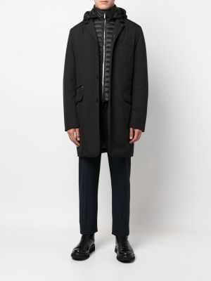 Mantel mit geknöpfter mit kapuze Moorer schwarz