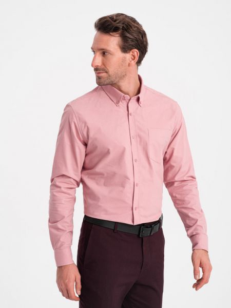 Памучна риза с джобове Ombre розово