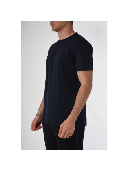 Camiseta de algodón de cuello redondo Roberto Collina azul