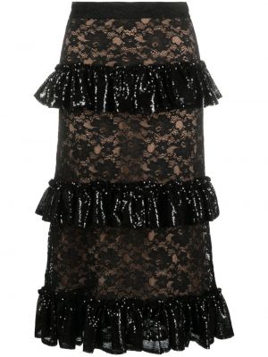 Čipkovaná flitrovaná sukňa Elie Saab čierna