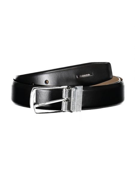 Cinturón de cuero con hebilla Calvin Klein negro