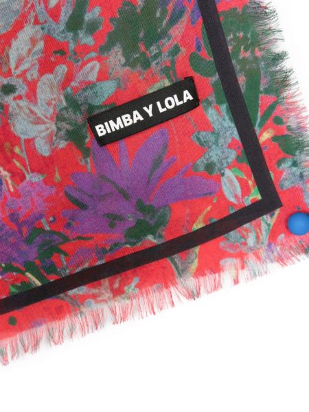 Květinový šál s potiskem z modalu Bimba Y Lola červený