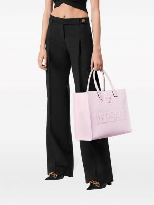 Shopper en cuir Versace rose