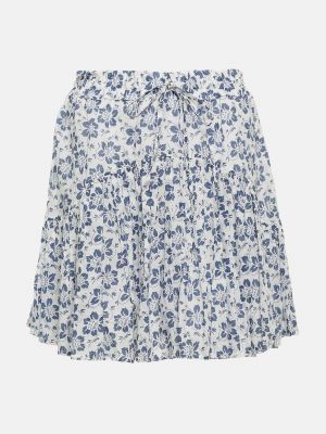 Хлопковая юбка мини в цветочек с принтом Polo Ralph Lauren синяя