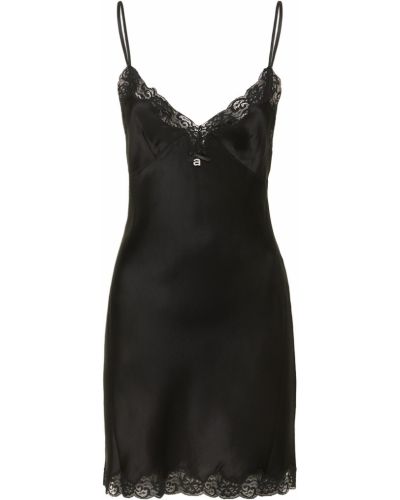 Černé krajkové hedvábné mini šaty Alexander Wang