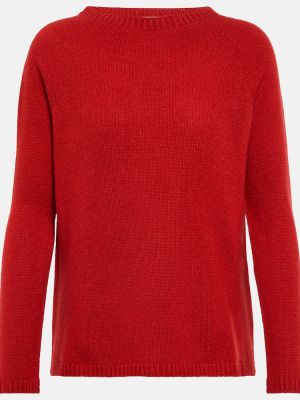Sweter wełniany z kaszmiru S Max Mara czerwony
