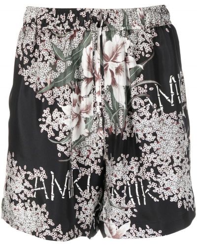 Trykt floral silke bermudashorts Amiri svart