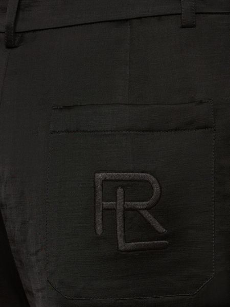 Lněné kraťasy s vysokým pasem Ralph Lauren Collection černé