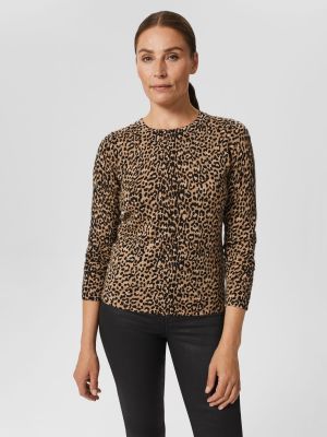 Леопардовый шерстяной свитер с принтом Hobb's коричневый