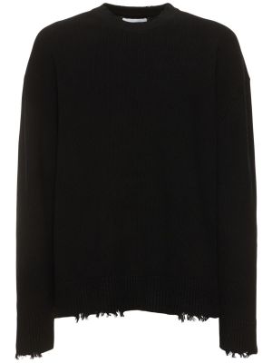 Suéter desgastado de algodón de punto Laneus negro