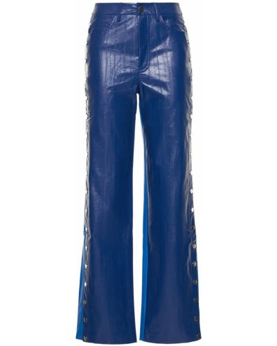 Kožené rovné nohavice z ekologickej kože Rotate modrá