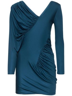 Mini vestido de viscosa Saint Laurent azul