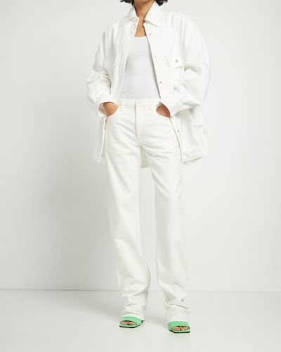 Oversize памучна дънкова риза The Attico бяло