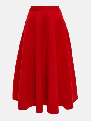 Plisovaná bavlnená dlhá sukňa Marni červená