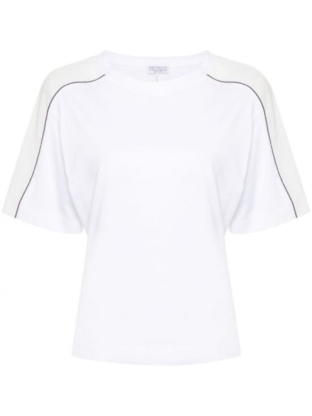 Kokvilnas t-krekls Brunello Cucinelli balts