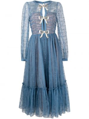 Μίντι φόρεμα με δαντέλα Saloni μπλε