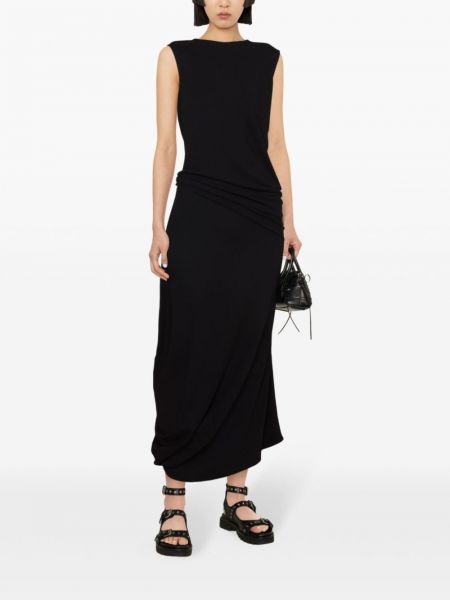 Sukienka długa drapowana z krepy Lemaire czarna