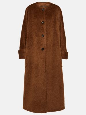 Шерстяное пальто из альпаки оверсайз Max Mara коричневое
