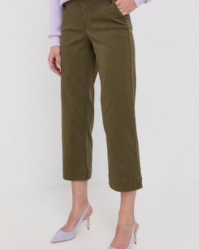 Jednobarevné bavlněné kalhoty s vysokým pasem Spanx - zelená