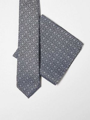 Узкий галстук и нагрудный платок и серебристого цвета в стиле ретро ASOS DESIGN черного
