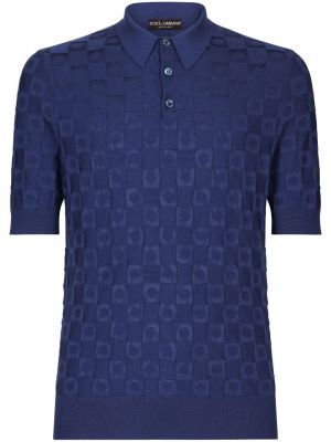 Жакардова копринена поло тениска Dolce & Gabbana синьо