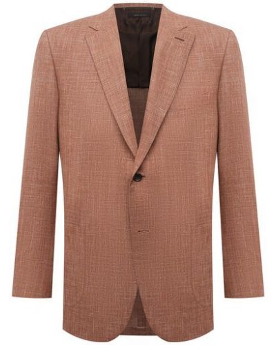 Шелковый шерстяной пиджак Brioni коричневый