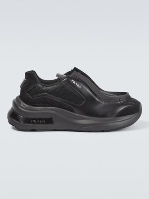 Δερμάτινα sneakers Prada μαύρο