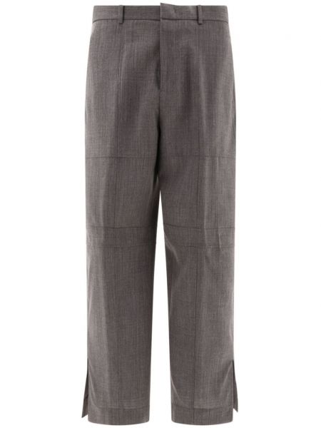 Vlněné rovné kalhoty Jil Sander šedé