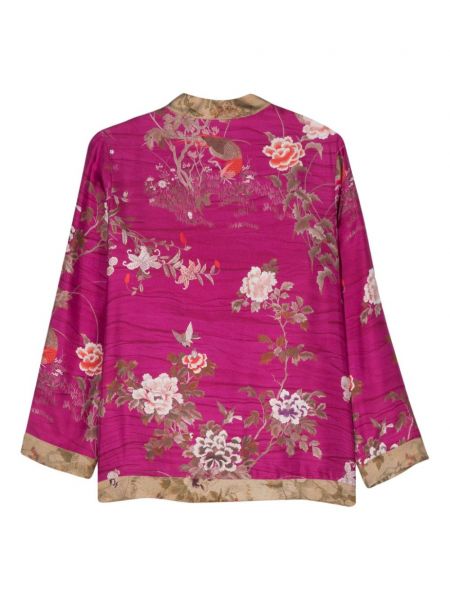 Květinová hedvábná bunda s potiskem Pierre-louis Mascia růžová