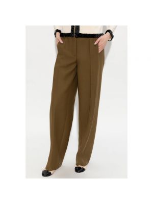 Pantalones rectos de lana Tory Burch marrón