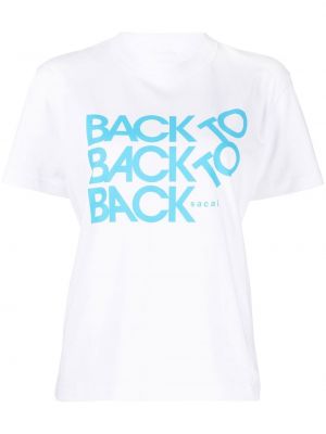 T-shirt avec imprimé slogan en coton à imprimé Sacai