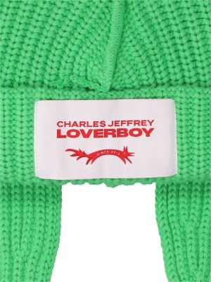 Chunky puuvillased müts Charles Jeffrey Loverboy roheline