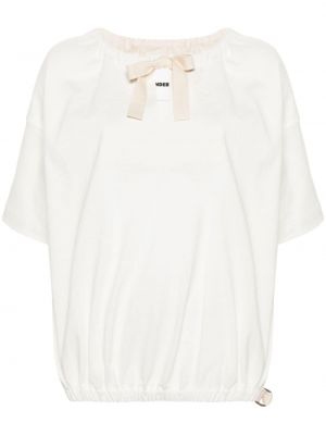 Βαμβακερή μπλούζα με φιόγκο Jil Sander λευκό