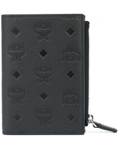 Slim fit peňaženka s potlačou Mcm čierna