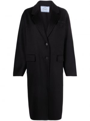 Кашмирено палто бродирано Prada черно