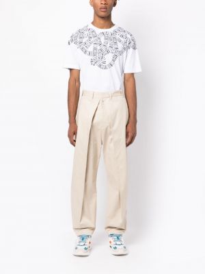 Plisované bavlněné rovné kalhoty Marcelo Burlon County Of Milan bílé