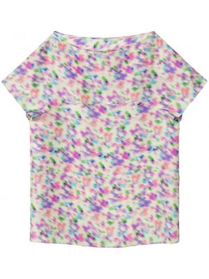 Копринена тениска на цветя с принт Nina Ricci