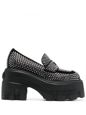 Platå loafers med rhinestones Casadei svart