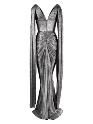 Sukienka wieczorowa z krepy Rhea Costa srebrna