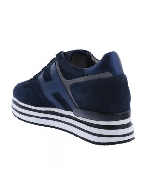 Sneakers di pelle con platform Hogan blu