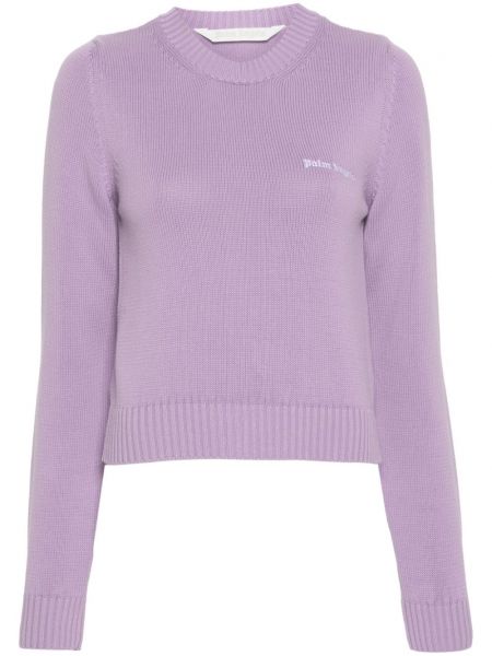 Kokvilnas džemperis ar izšuvumiem Palm Angels violets
