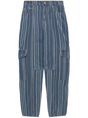 Pantalon cargo à rayures avec poches Ganni bleu