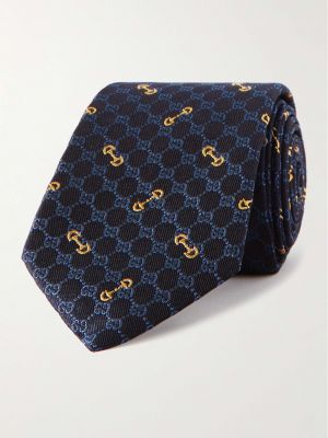 Жаккардовый шелковый галстук Gucci синий