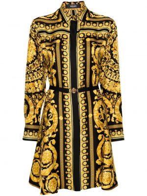 Svilena obleka s potiskom Versace