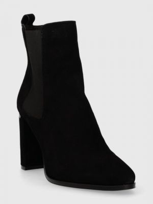 Замшевые ботинки челси на каблуке Calvin Klein черные
