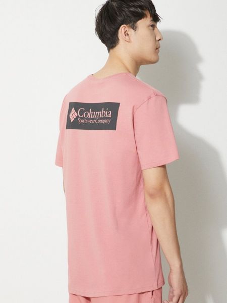 Koszulka bawełniana z nadrukiem Columbia różowa