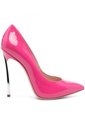 Кожени ниски обувки от лакирана кожа Casadei розово